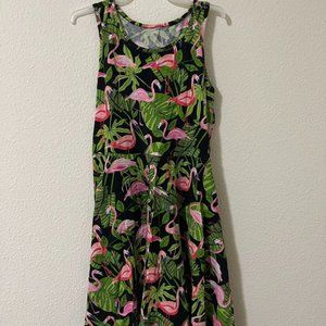 Black summer patterned beach dress-S